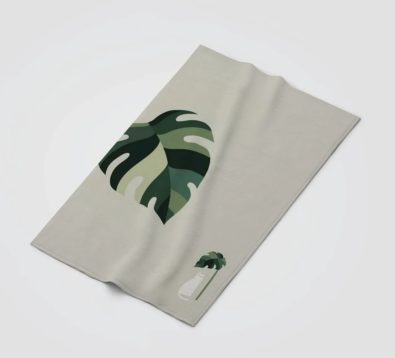 leaf and cat coperta in pile da comura