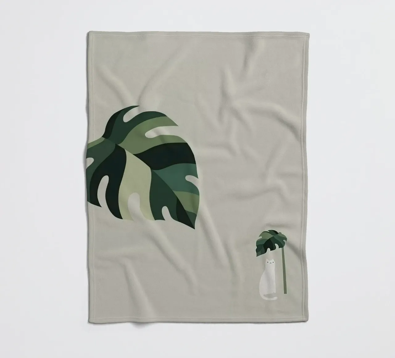 leaf and cat coperta in pile da comura