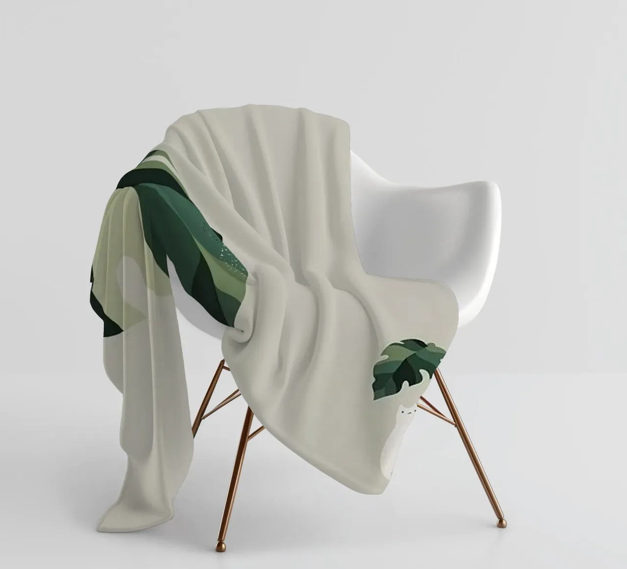 leaf and cat coperta in pile da comura