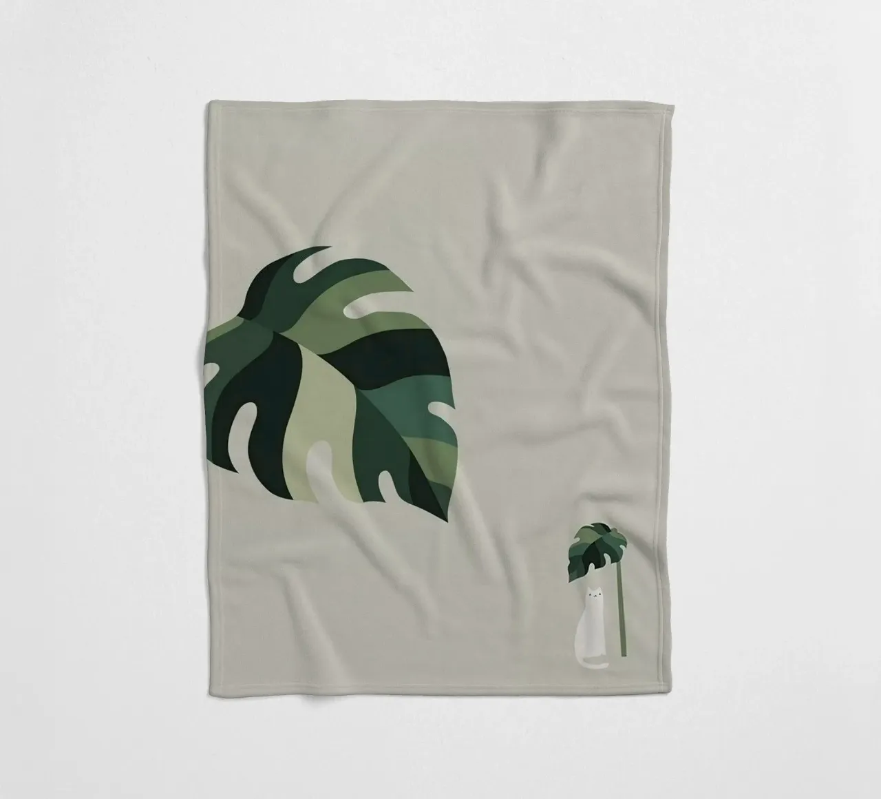 leaf and cat coperta in pile da comura