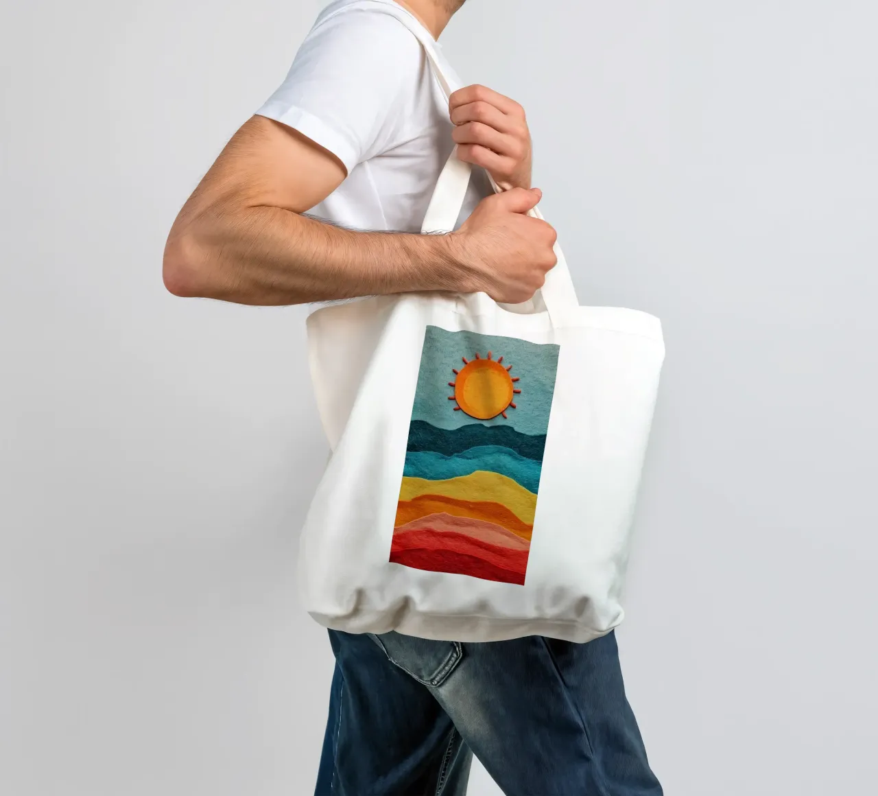 sun and color gradient borsa in juta da comura