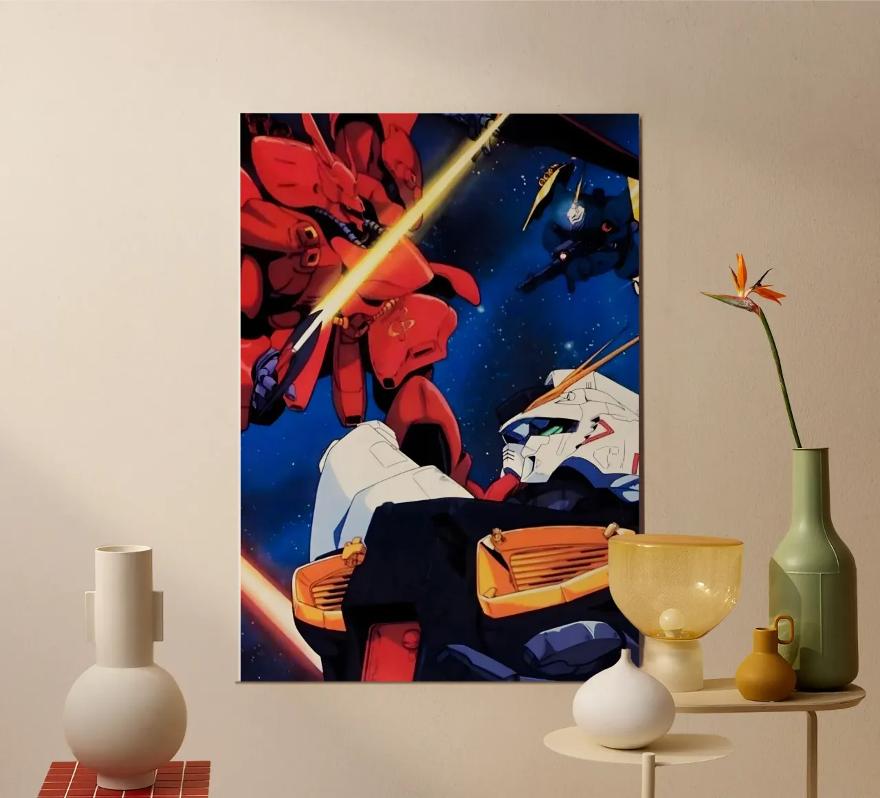 Battle mecha robots Gundam carta hahnemühle da Low poly art