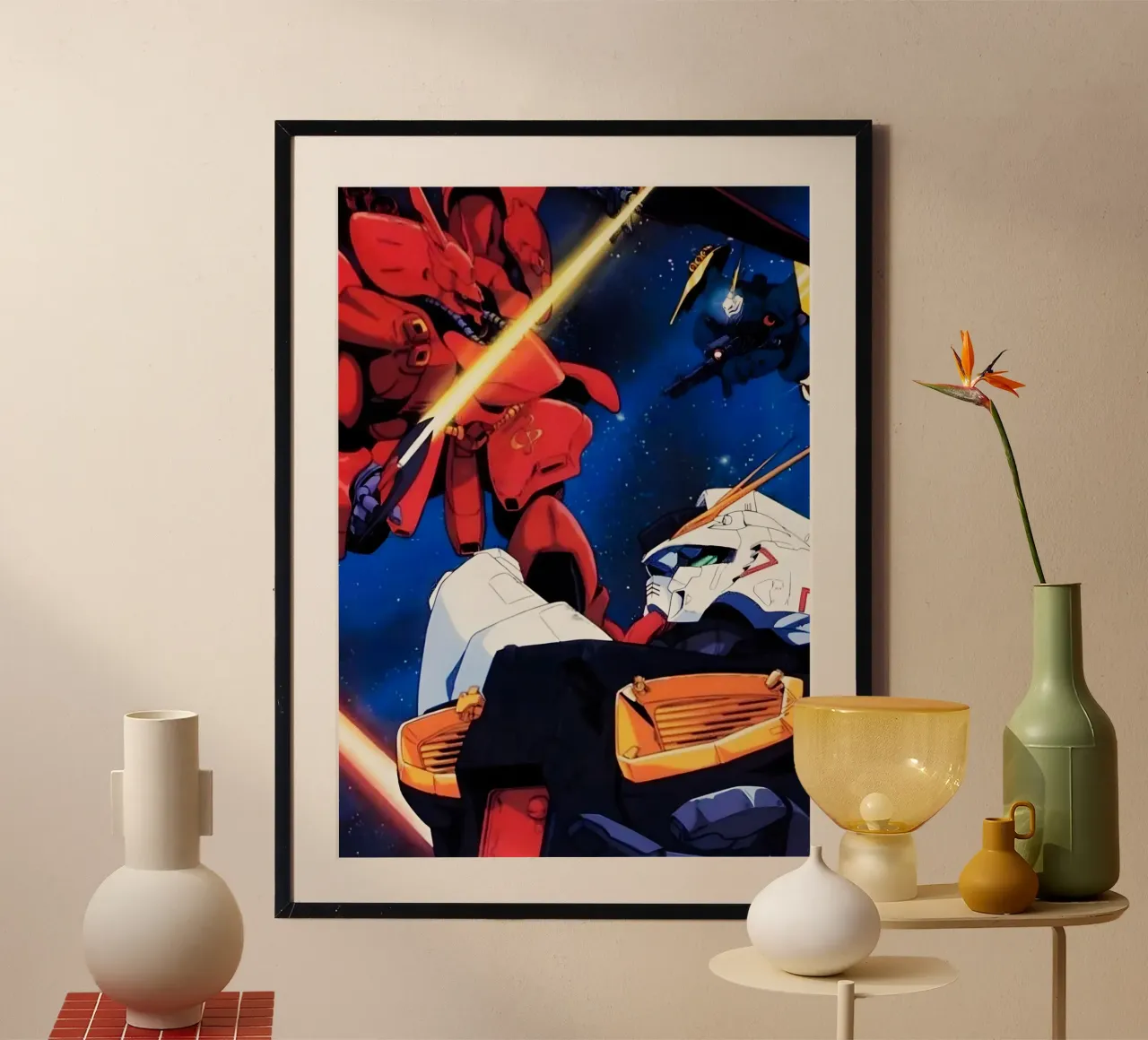 Battle mecha robots Gundam carta hahnemühle da Low poly art