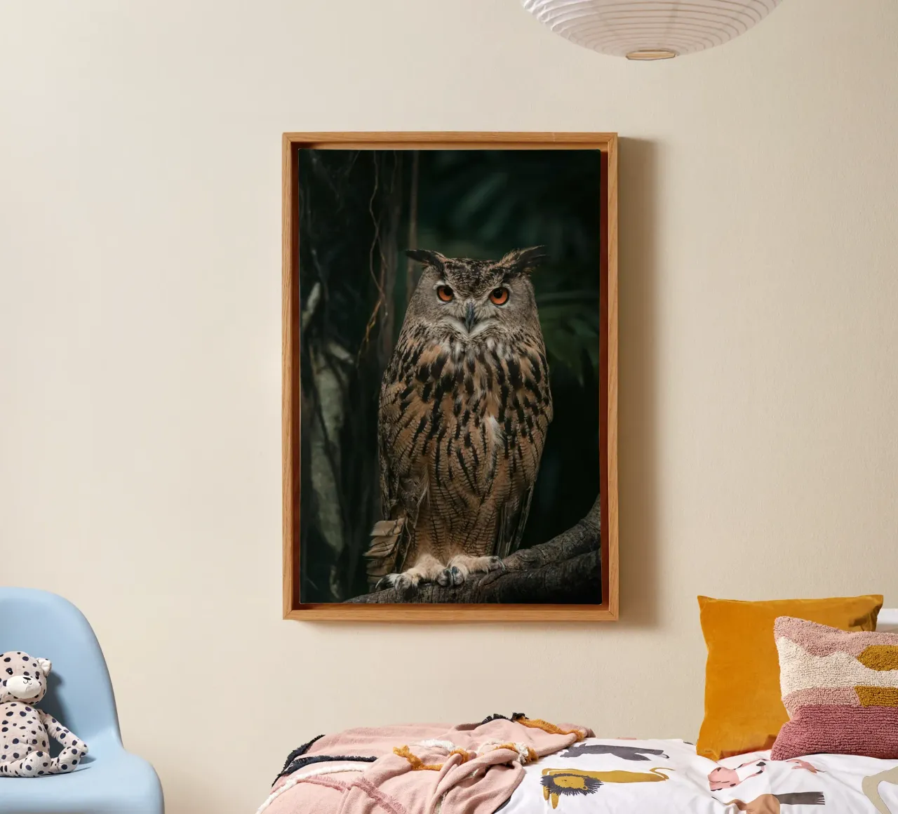 Chouette majestueuse perchée dans la forêt toile avec Caisse américaine de Mary Ramirez