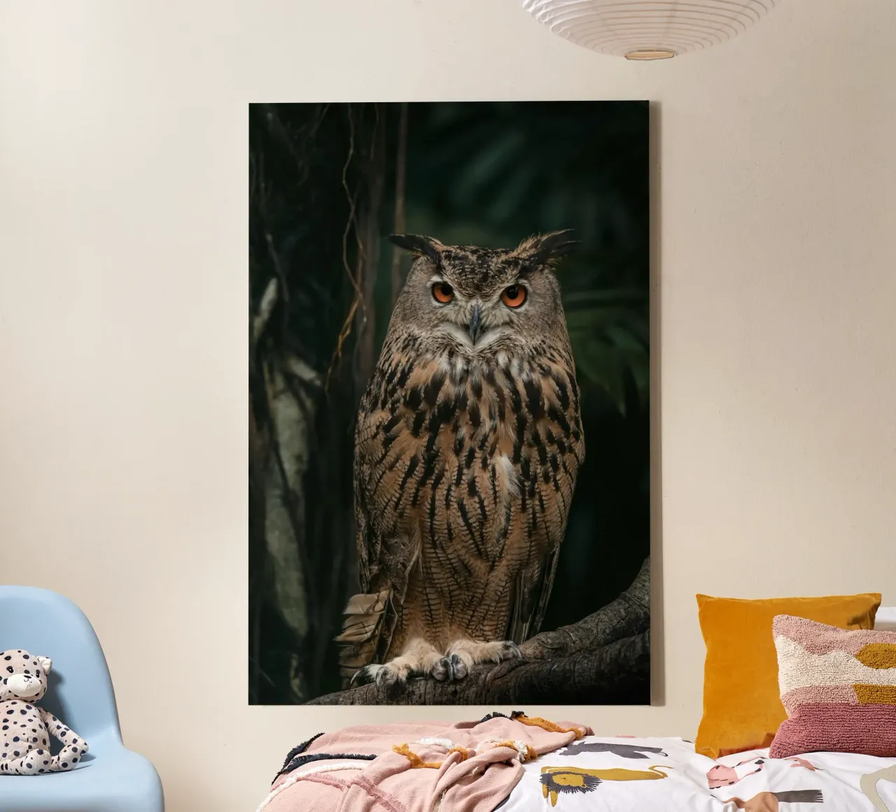 Chouette majestueuse perchée dans la forêt toile avec Caisse américaine de Mary Ramirez