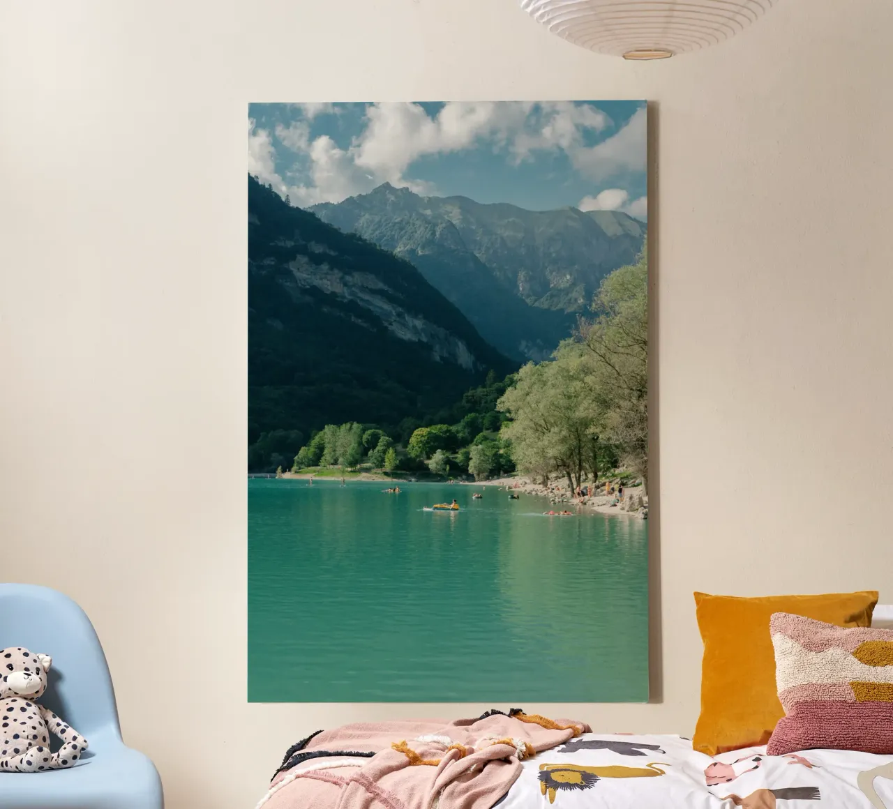 Scenic View of Trentino-South Tyrol Lake and Mountains canvas with Floater frame by Mary Ramirez