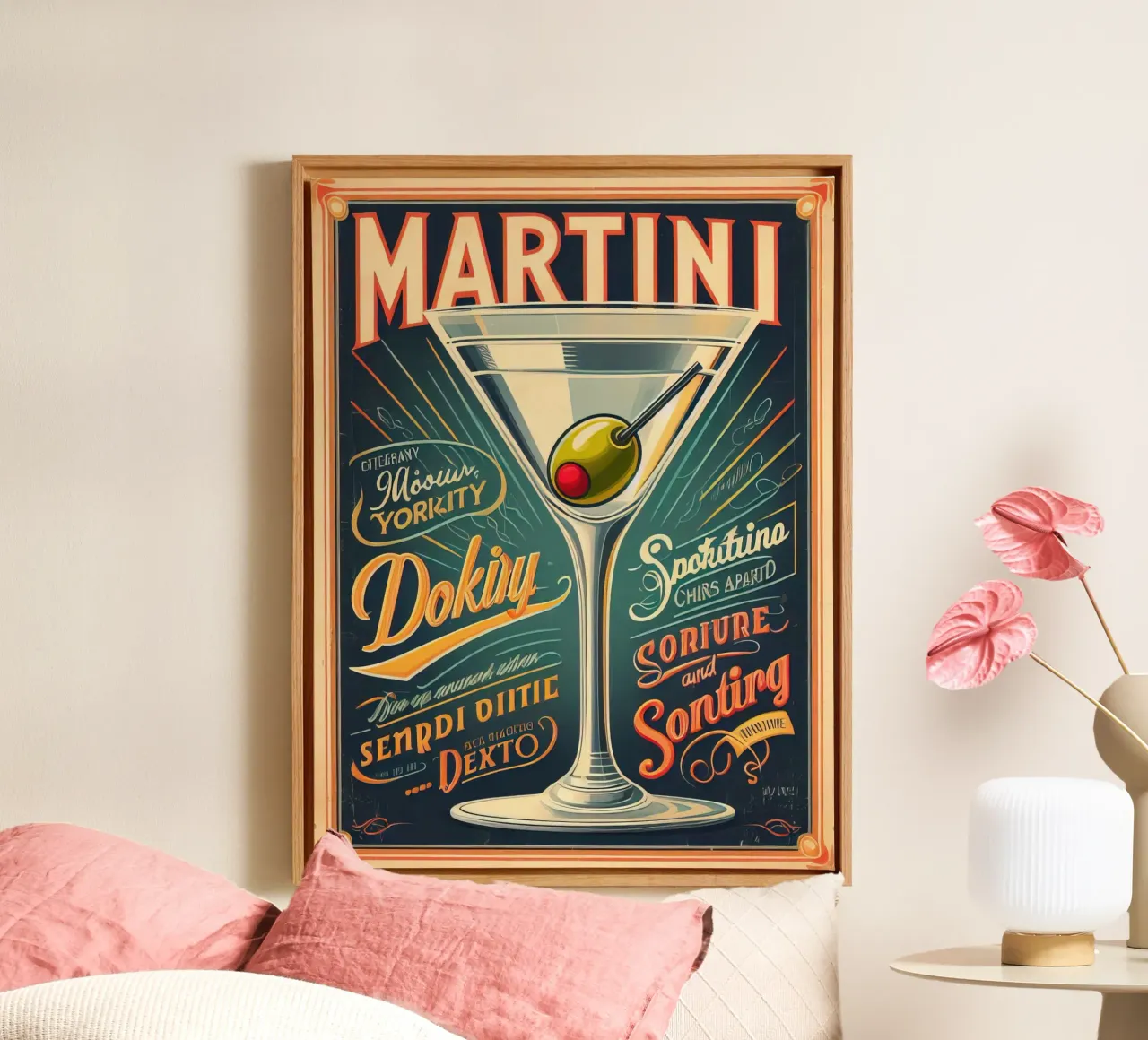 Martini-Plakat Leinwand mit Schattenfugenrahmen von 🥝 KIWI STORE