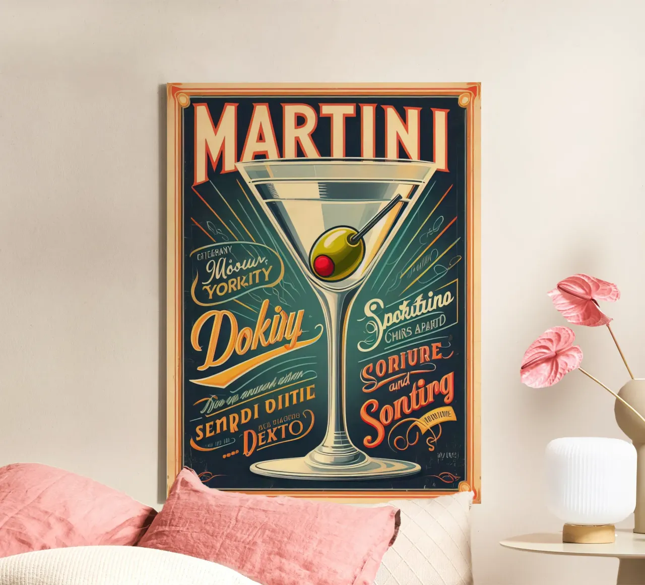 Martini-Plakat Leinwand mit Schattenfugenrahmen von 🥝 KIWI STORE