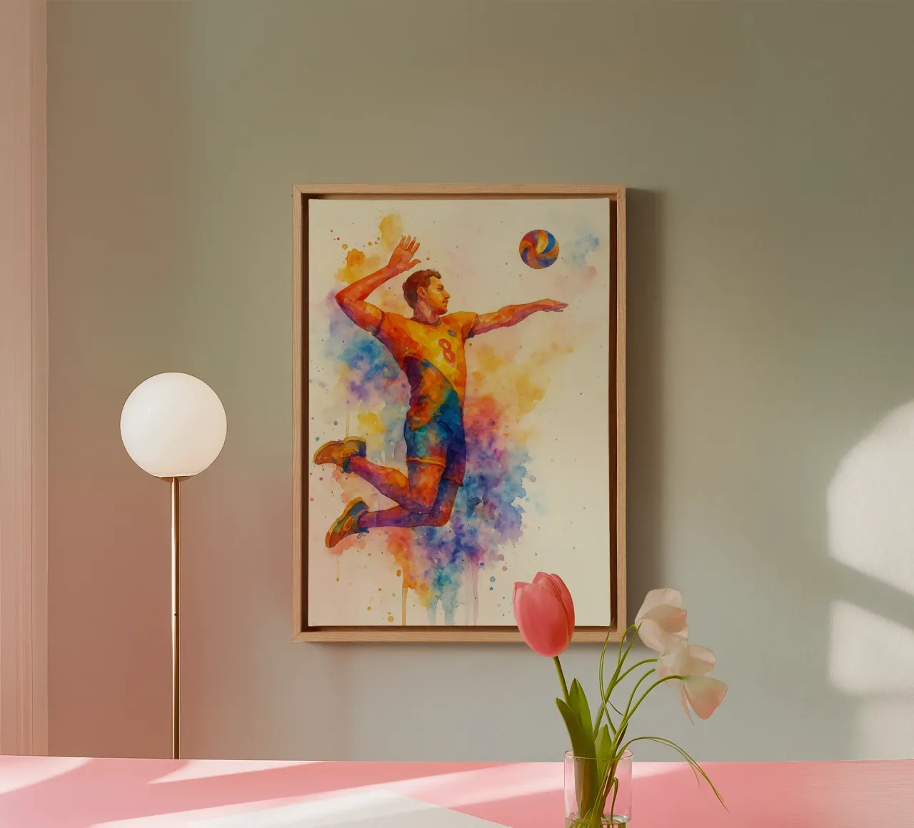 voleibol deporte dibujo painitng lienzo con Marco flotante de toolips