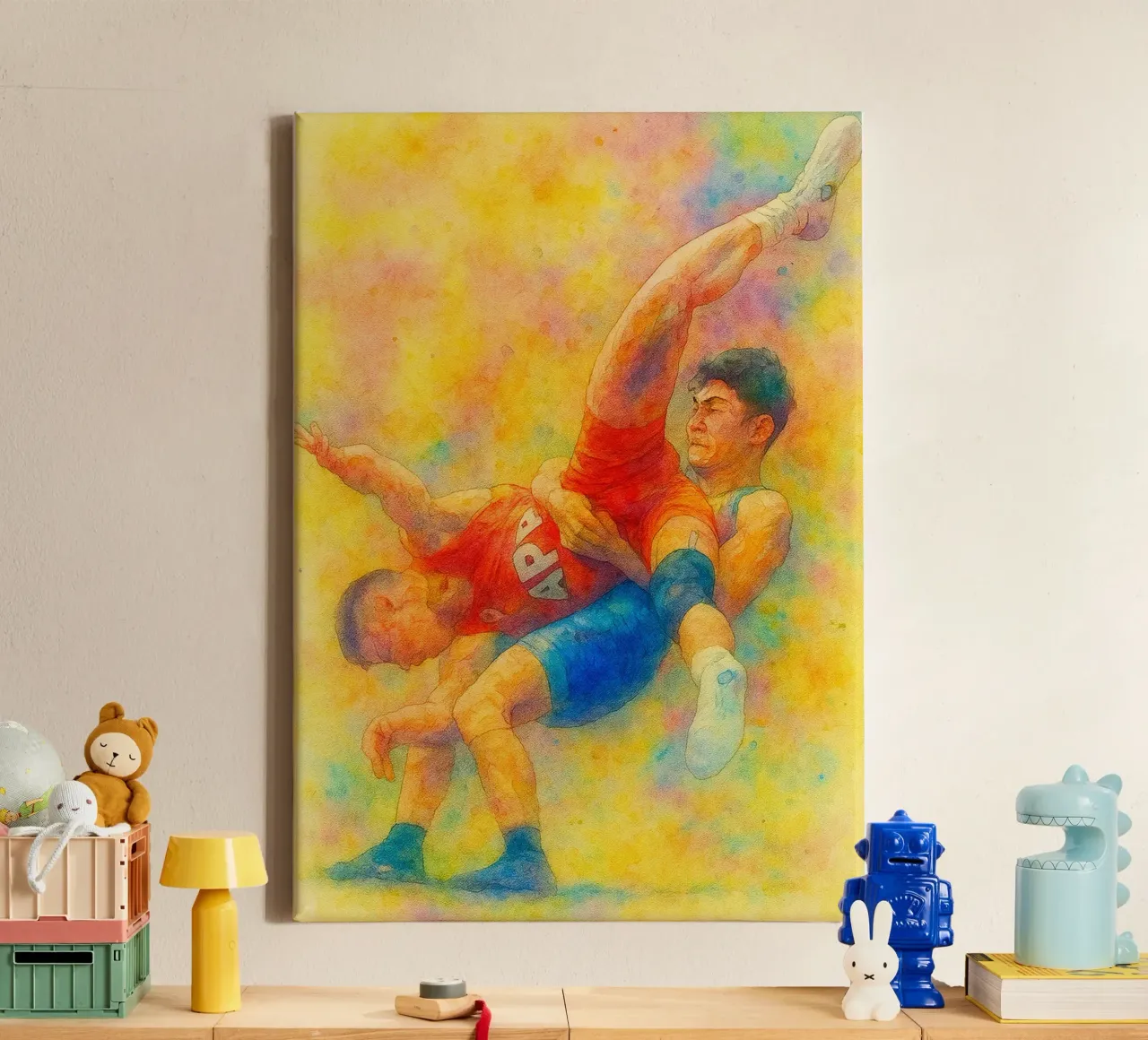 worstelen sport tekenen pijnitng canvas met Baklijst van toolips
