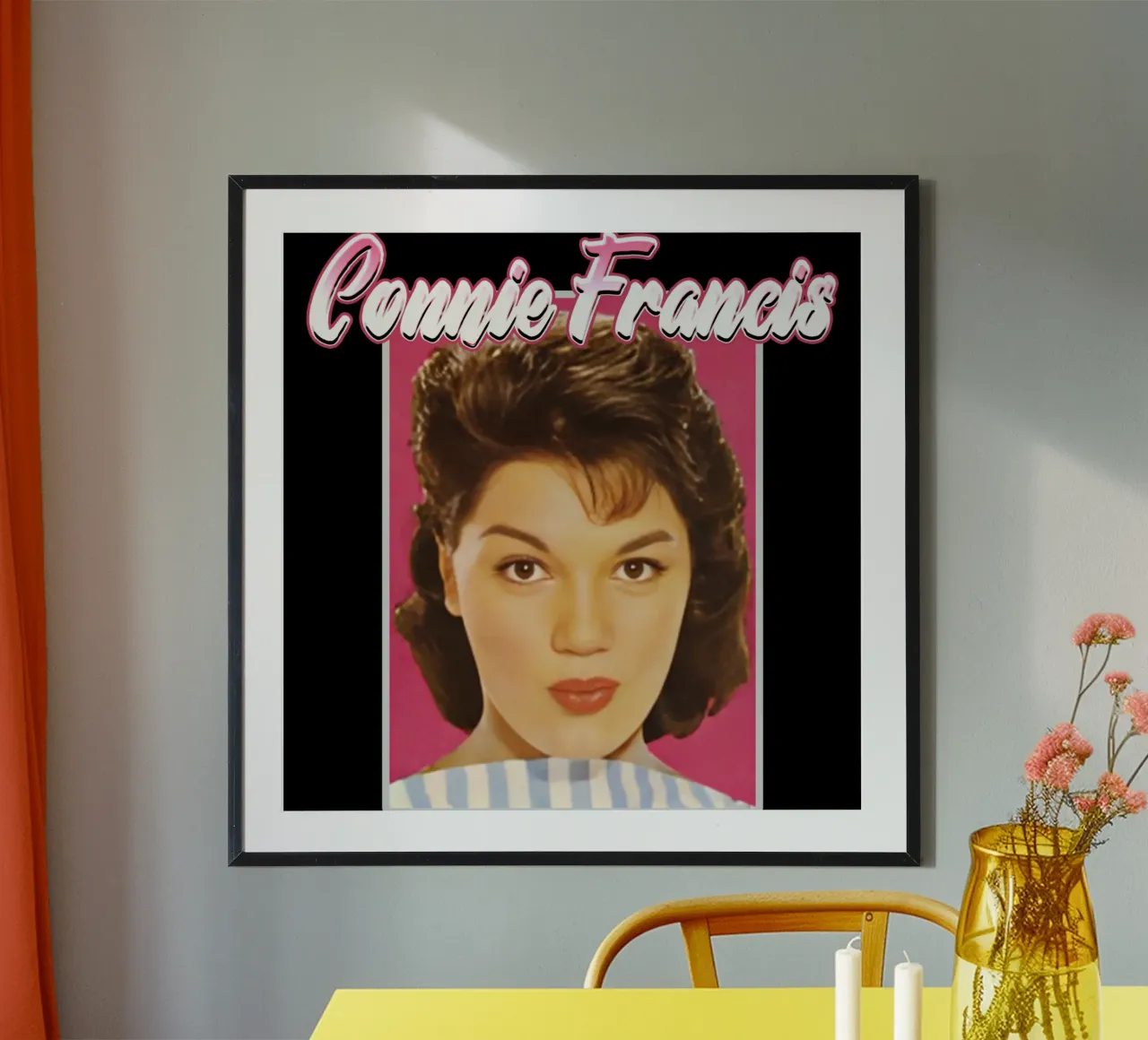 Connie Francis Pop band poster con telaio in legno da grass.studio_