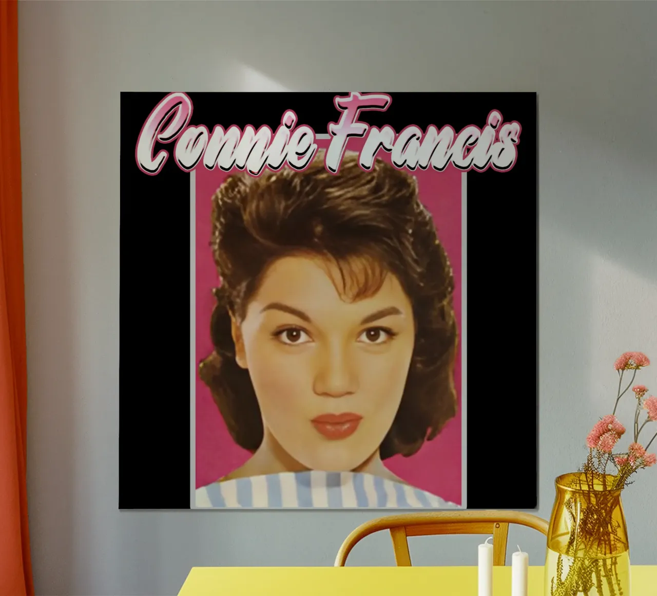 Connie Francis Pop band poster con telaio in legno da grass.studio_