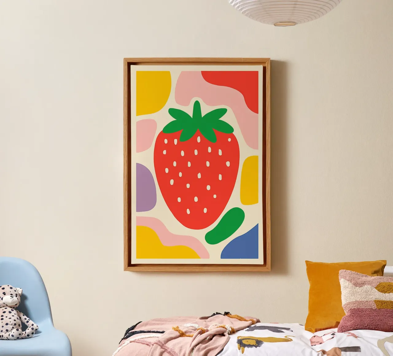 Pop Art Aardbei | Retro charme ontmoet modern design canvas met Baklijst van Autofocus