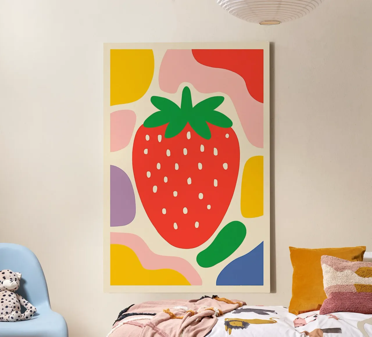 Pop Art Aardbei | Retro charme ontmoet modern design canvas met Baklijst van Autofocus