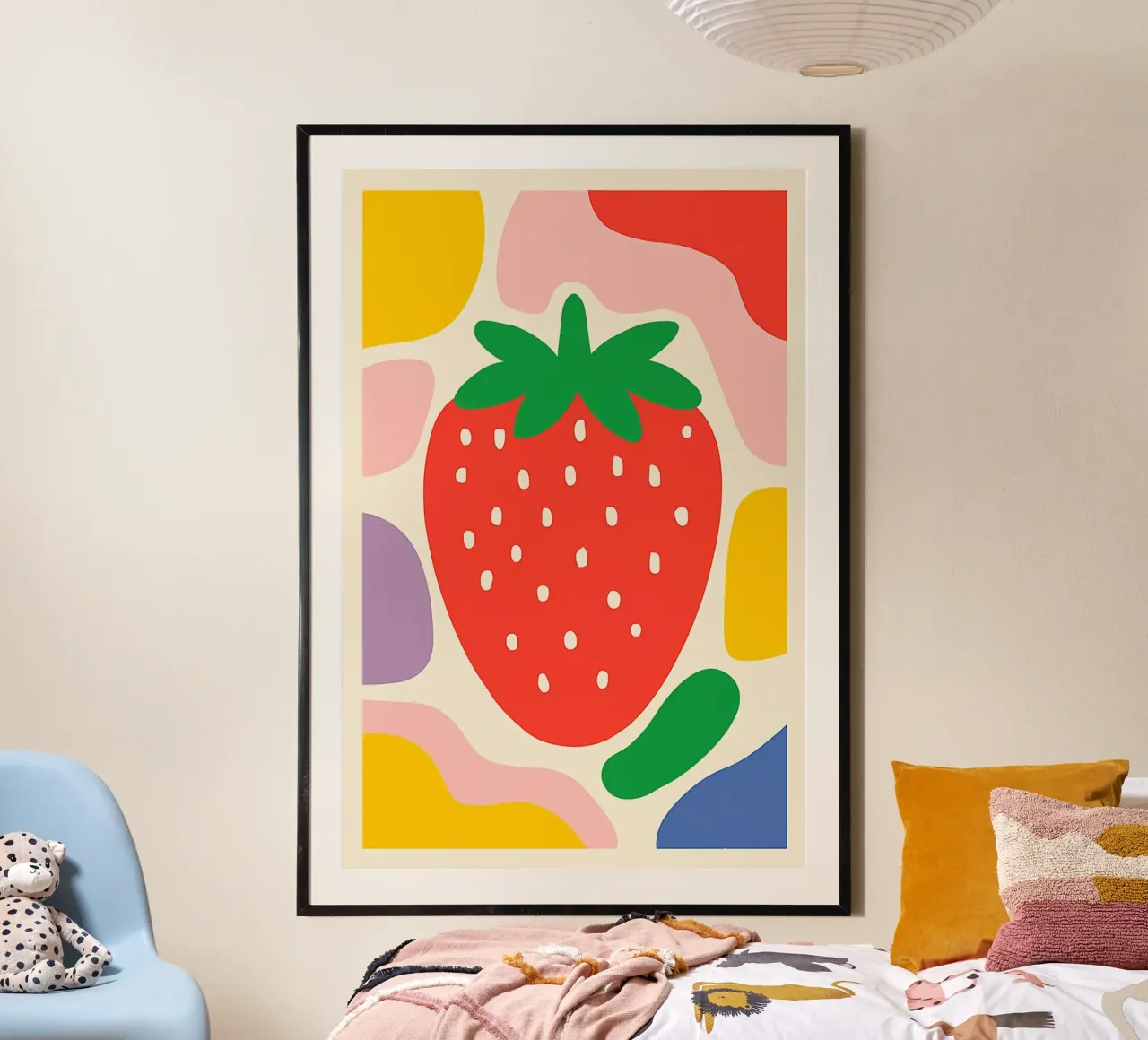 Pop Art Strawberry | Il fascino retrò incontra il design moderno poster con telaio in alluminio da Autofocus