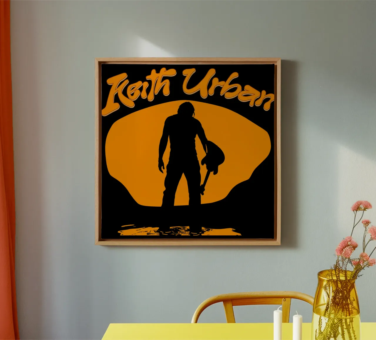 Pop in grungestijl - Keith Urban canvas met Baklijst van grass.studio_