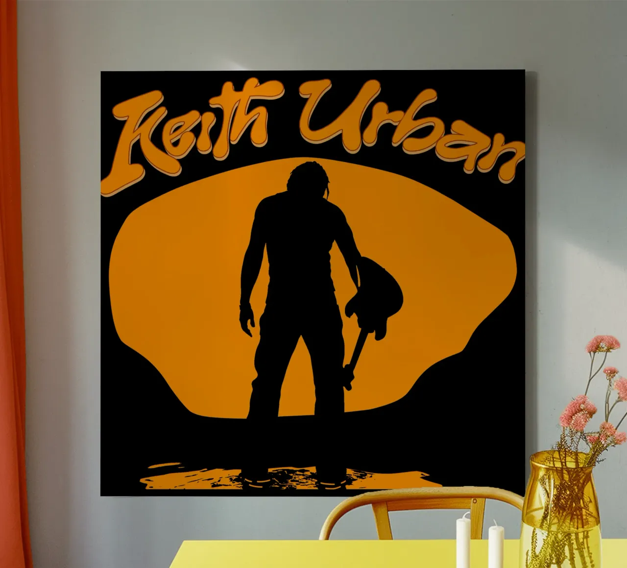 Pop in grungestijl - Keith Urban canvas met Baklijst van grass.studio_
