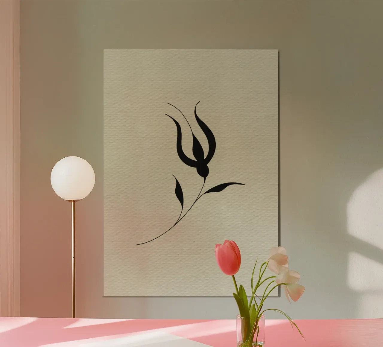 Inked Paper Tulip poster con telaio in alluminio da Filiz Sieben