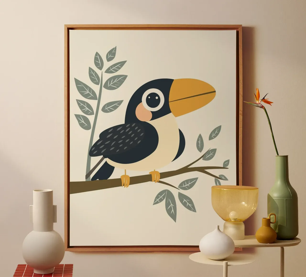 Grillige Toekan canvas met Baklijst van Happy Littles