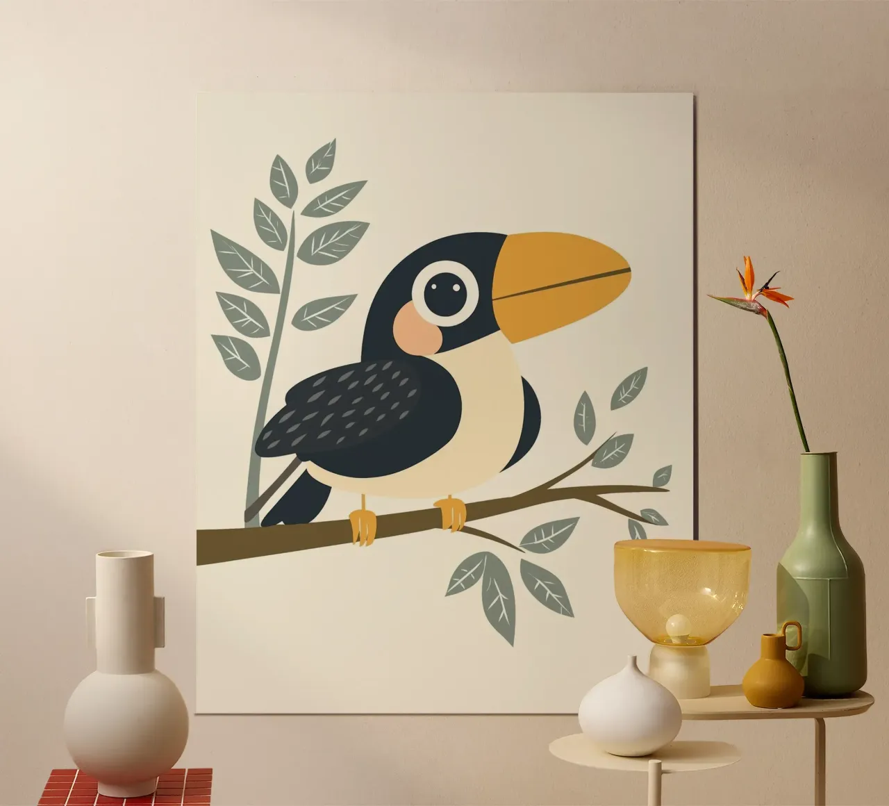 Tucano stravagante poster con telaio in alluminio da Happy Littles