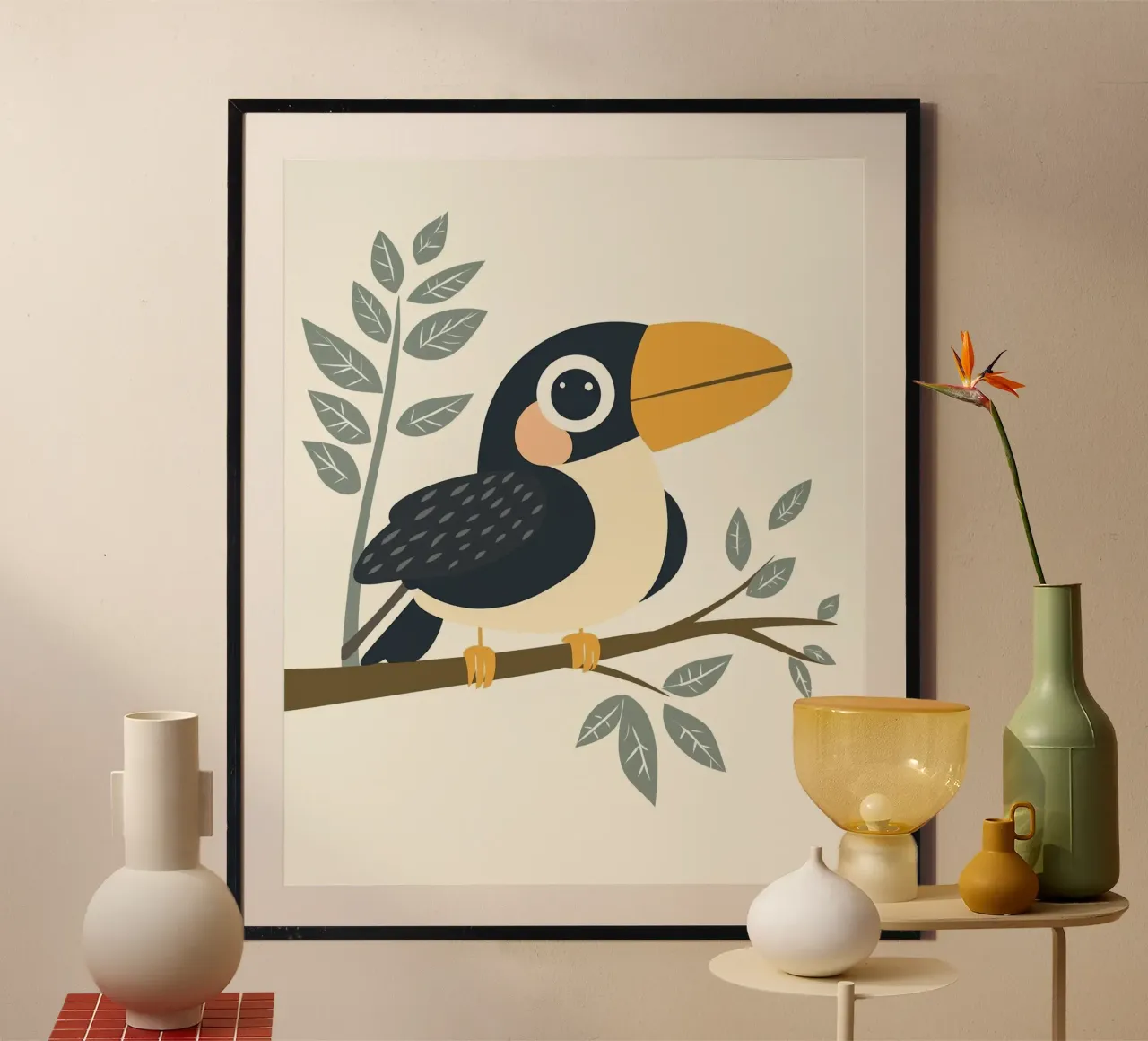 Tucano stravagante poster con telaio in alluminio da Happy Littles