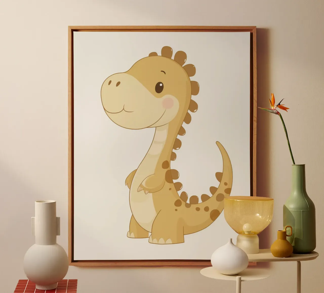 Whimsical Dino canvas with Floater frame by Happy Littles