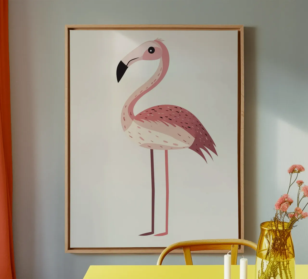 Flamingo canvas met Baklijst van Happy Littles