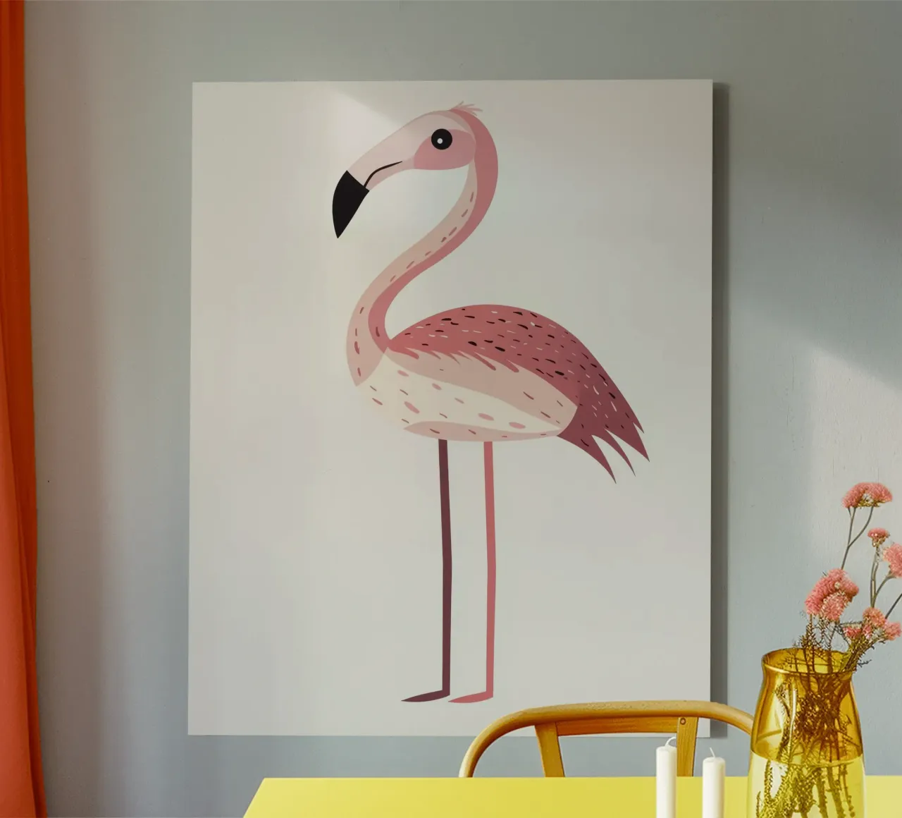 Flamingo canvas met Baklijst van Happy Littles