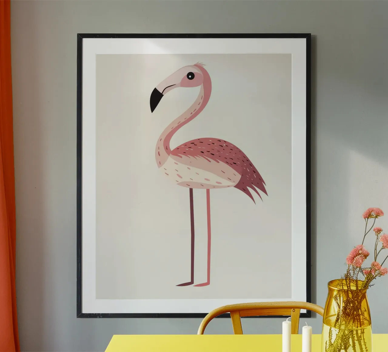 Flamingo poster van Happy Littles