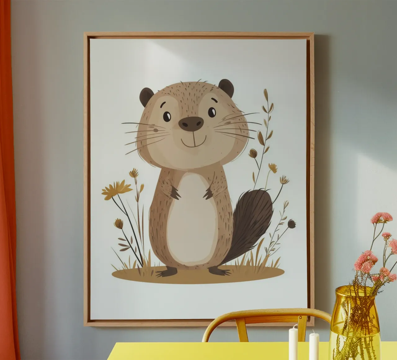 Launischer Biber Leinwand mit Schattenfugenrahmen von Happy Littles