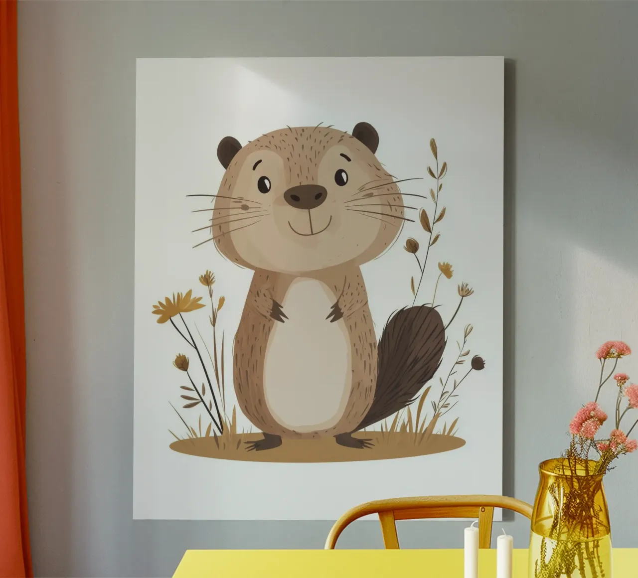 Launischer Biber Leinwand mit Schattenfugenrahmen von Happy Littles