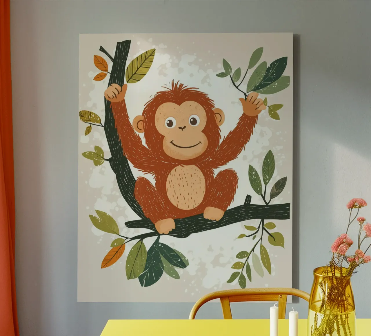 Grillige orang-oetan canvas met Baklijst van Happy Littles