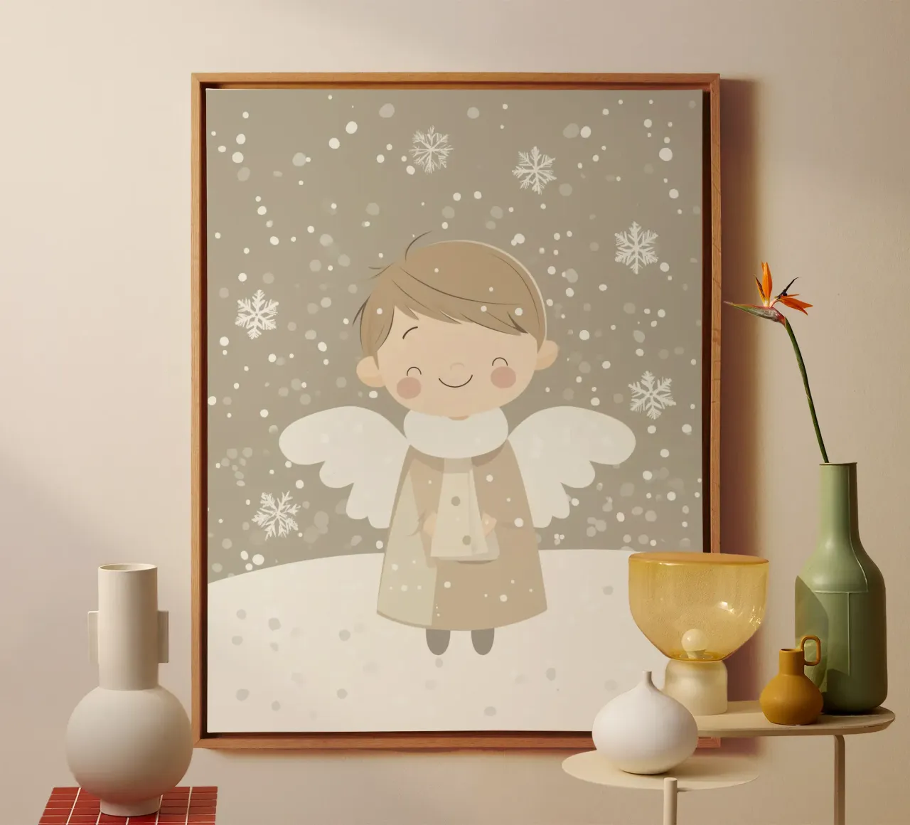 Grillige engel canvas met Baklijst van Happy Littles