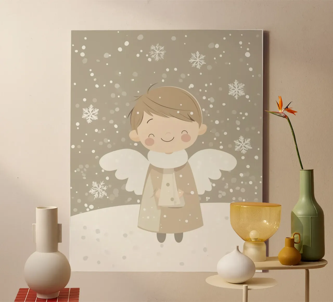 Grillige engel canvas met Baklijst van Happy Littles