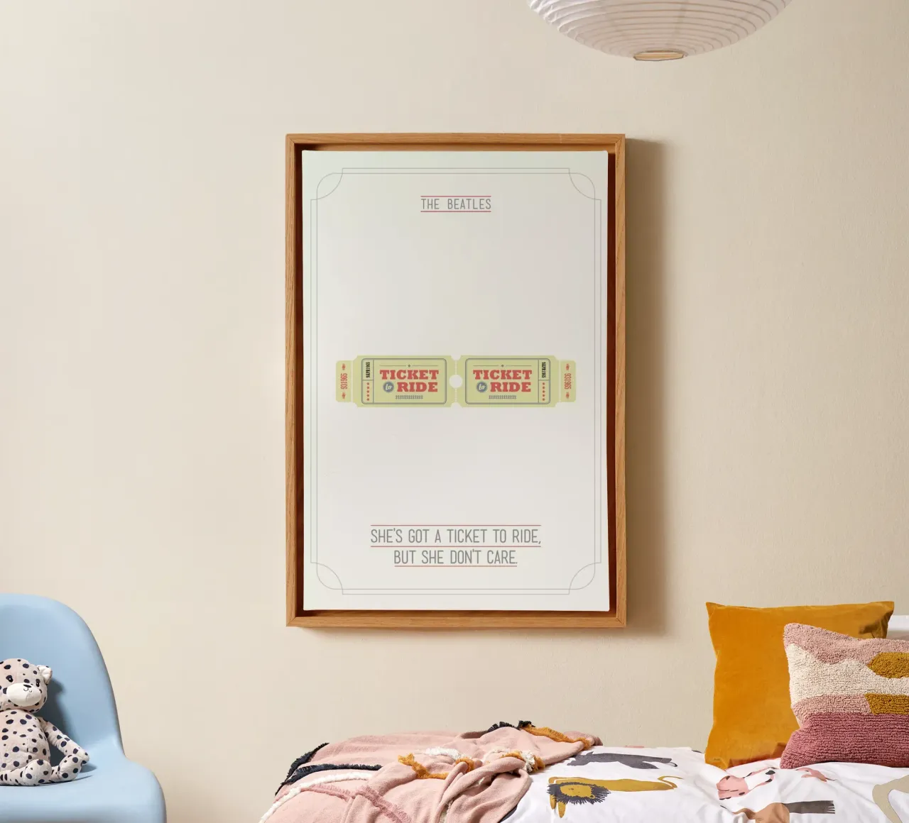She's Got a Ticket to Ride canvas met Baklijst van Rahma Projekt