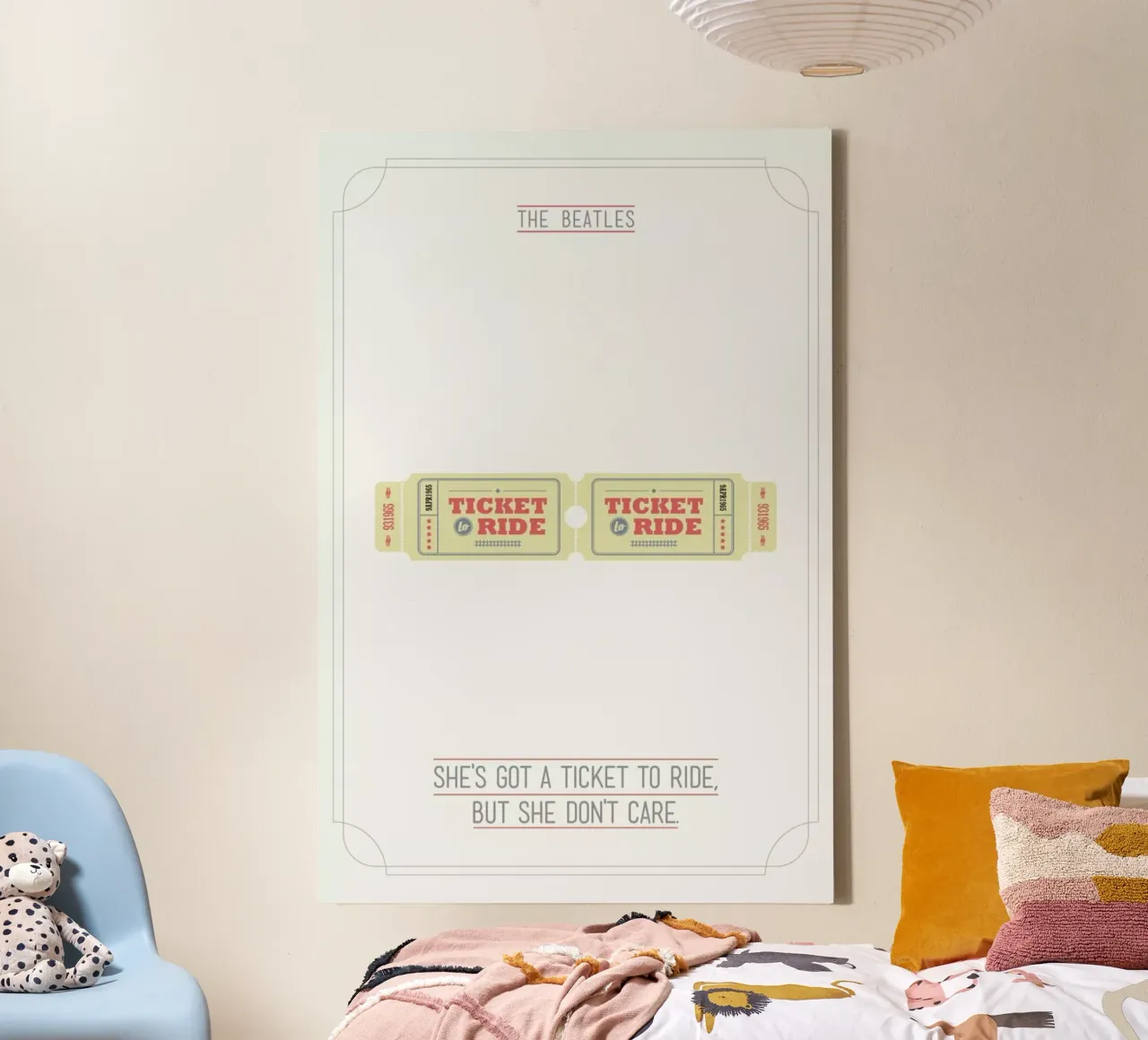 She's Got a Ticket to Ride canvas met Baklijst van Rahma Projekt