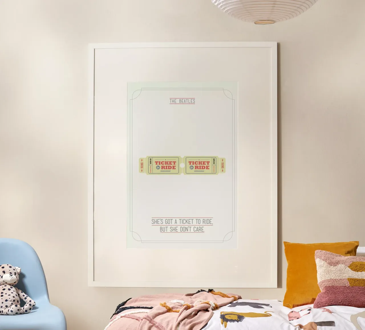 She's Got a Ticket to Ride poster con telaio in legno da Rahma Projekt