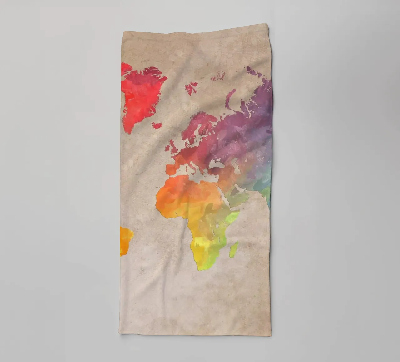 Wereldkaart kleuren kunst badhanddoek van Justyna Jaszke JBJart