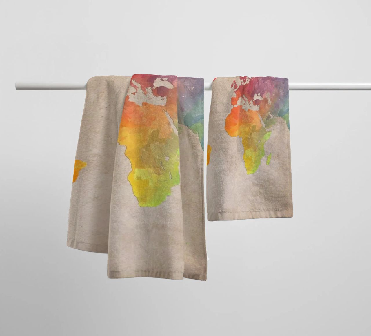 World map colors art towel by Justyna Jaszke JBJart