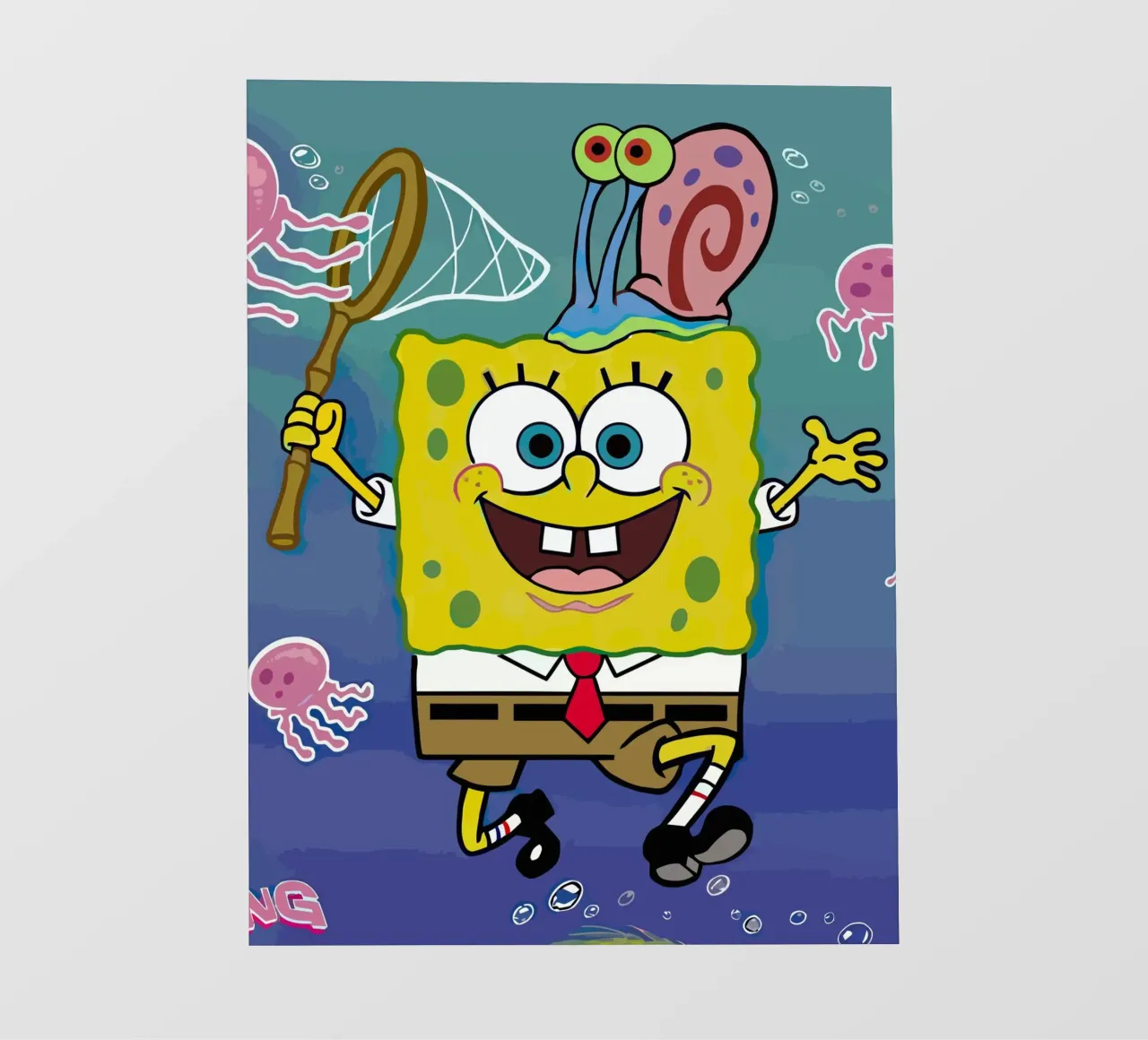 Spongebob and Gary catch jellyfish pellicola backlit da Dumery Art
