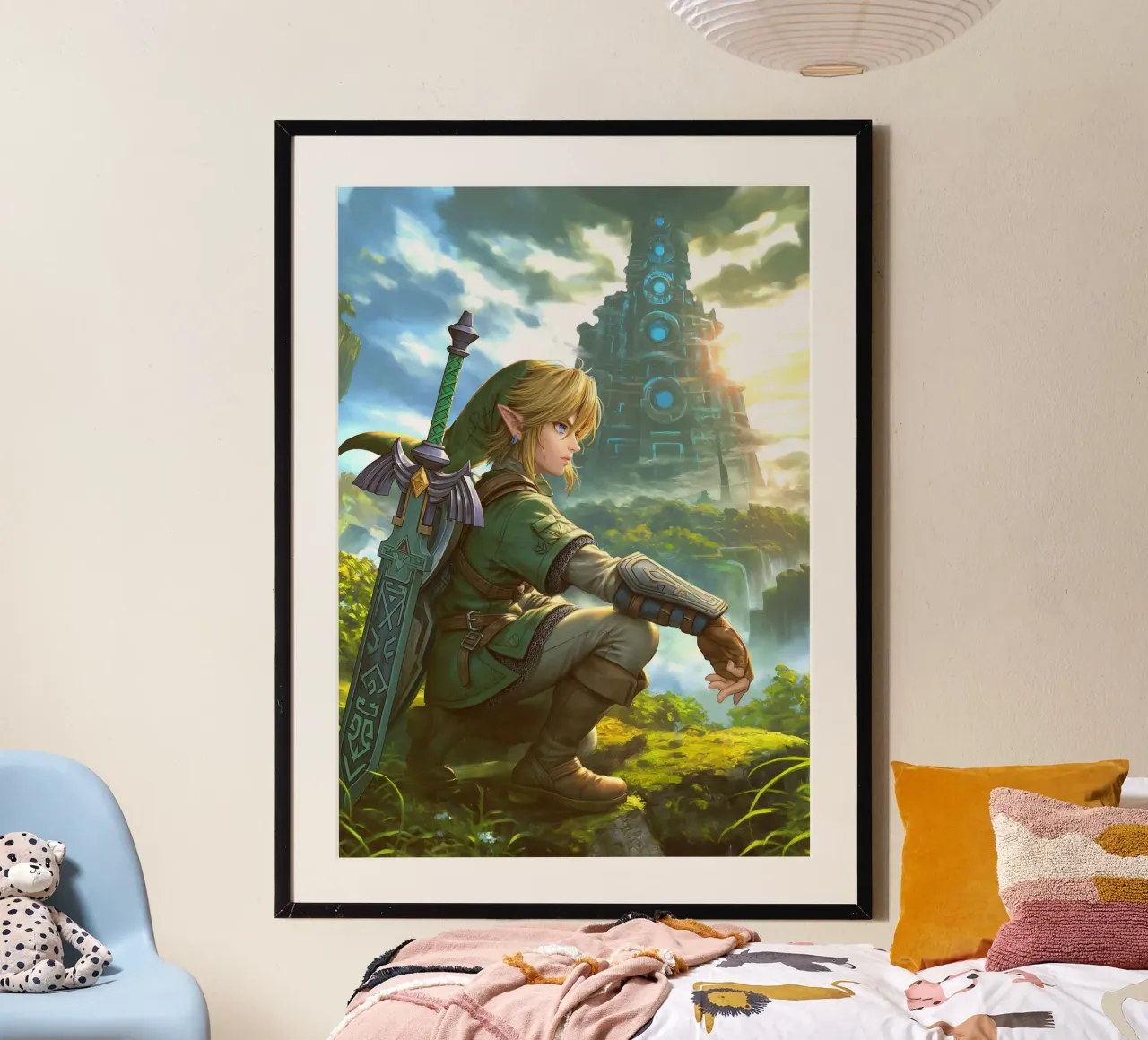 Link aus The Legend of Zelda Poster mit Kunststoffrahmen von Stellar Creative