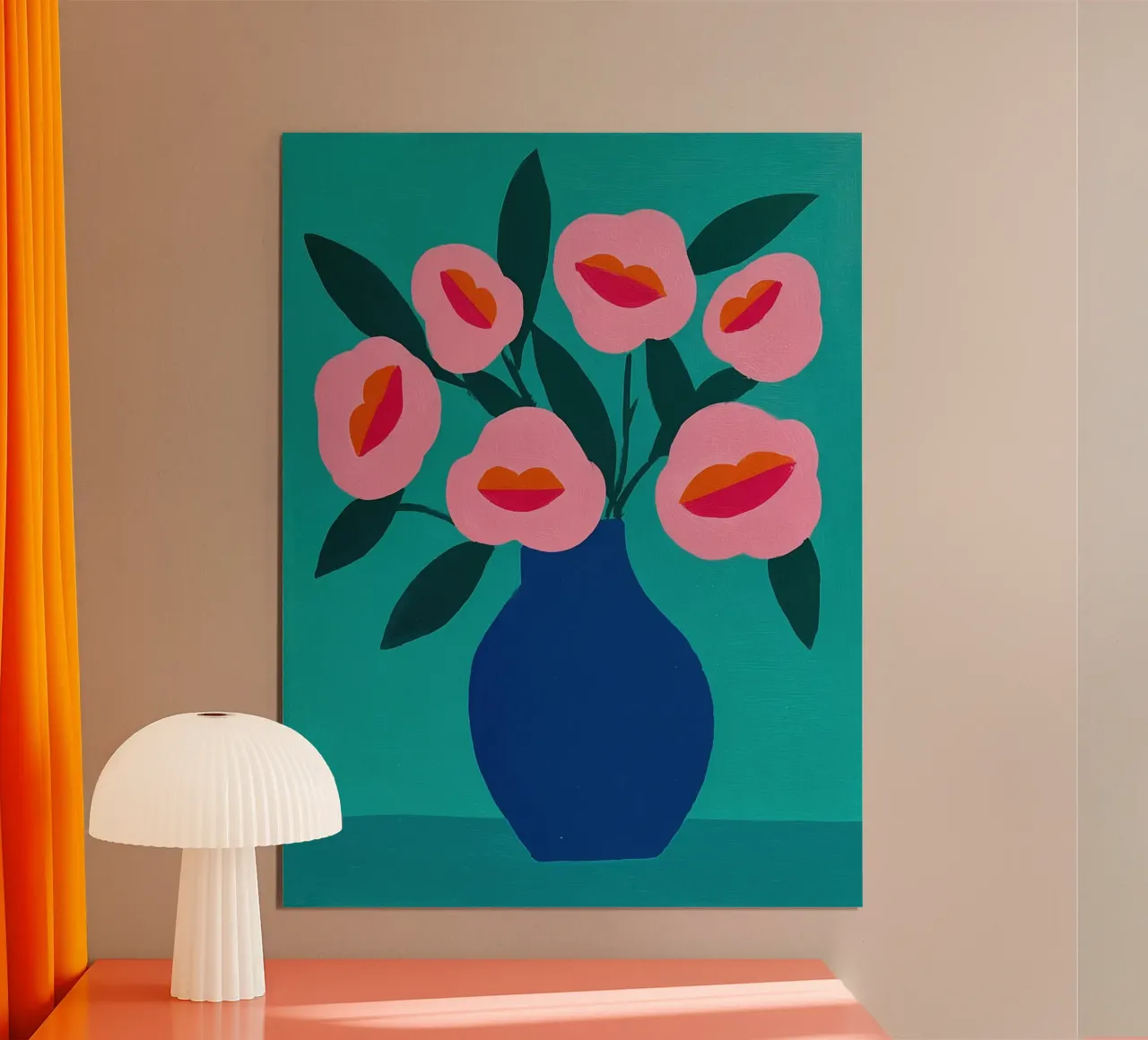 Natura morta con fiori di baciapile | Arte popolare naïf poster da Autofocus