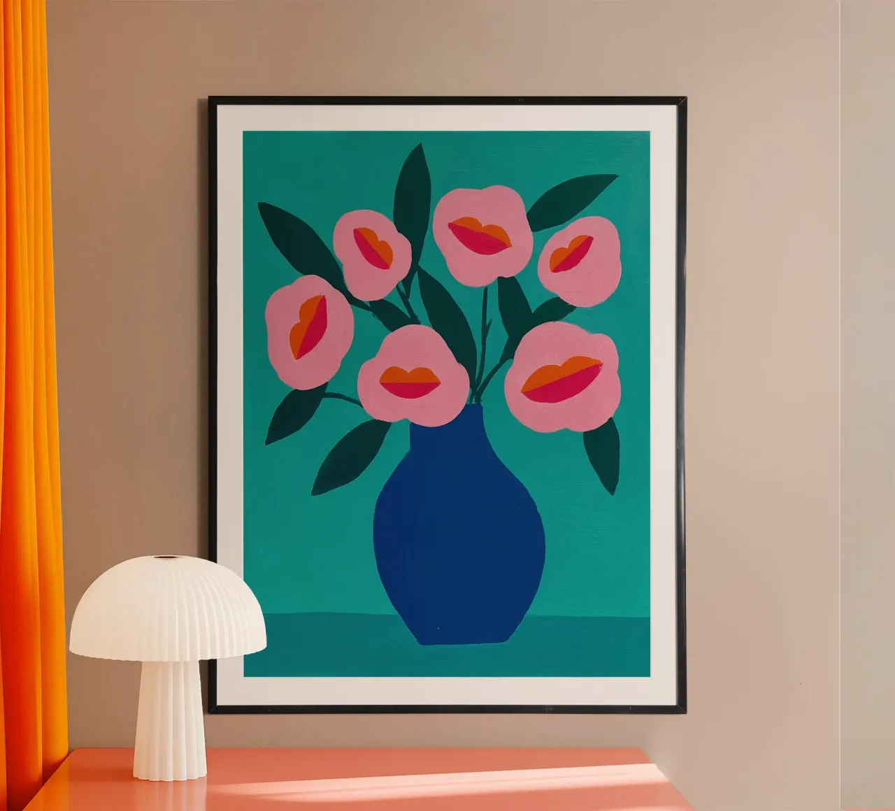 Natura morta con fiori di baciapile | Arte popolare naïf poster da Autofocus