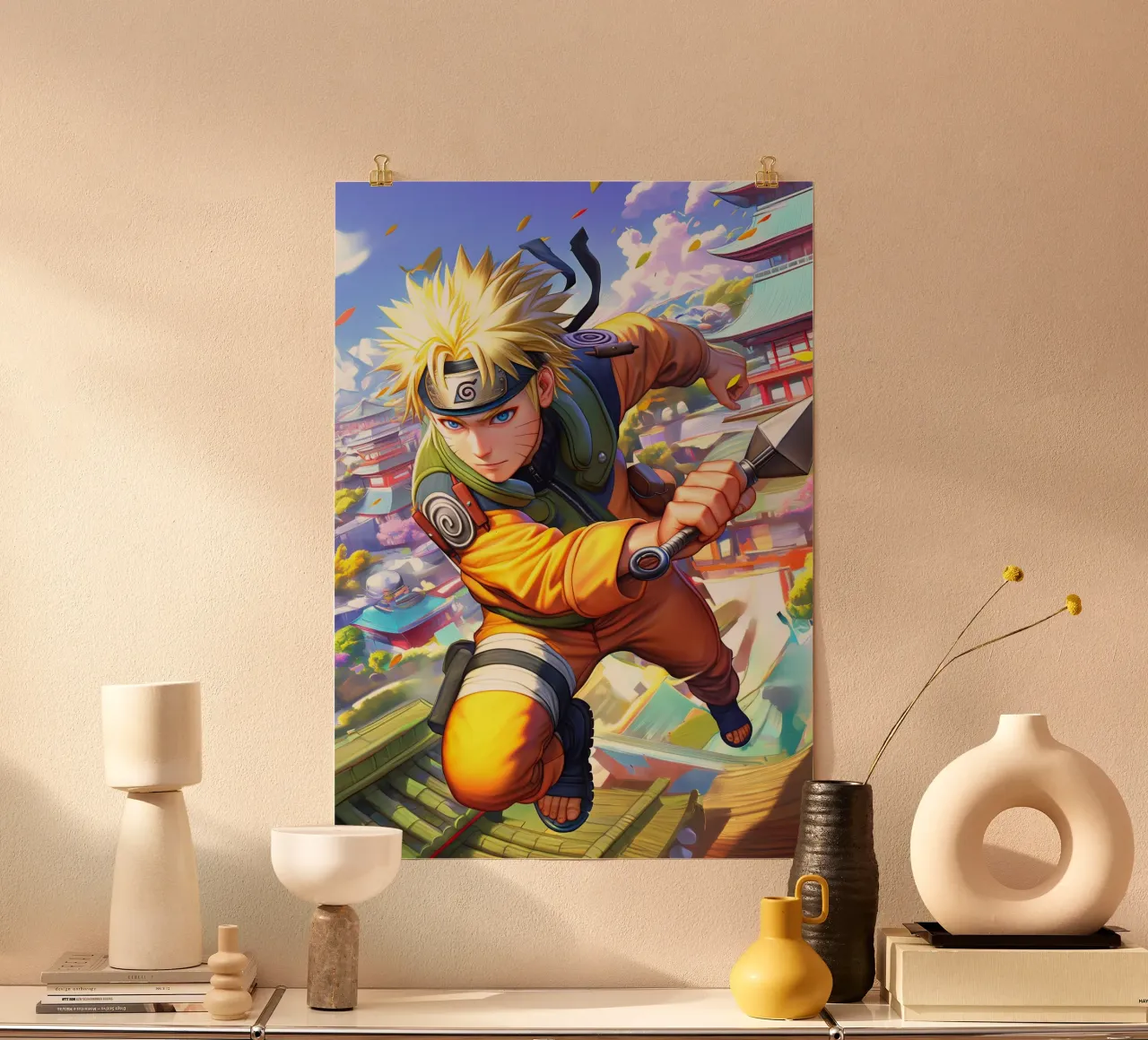 Naruto poster con telaio in legno da Stellar Creative