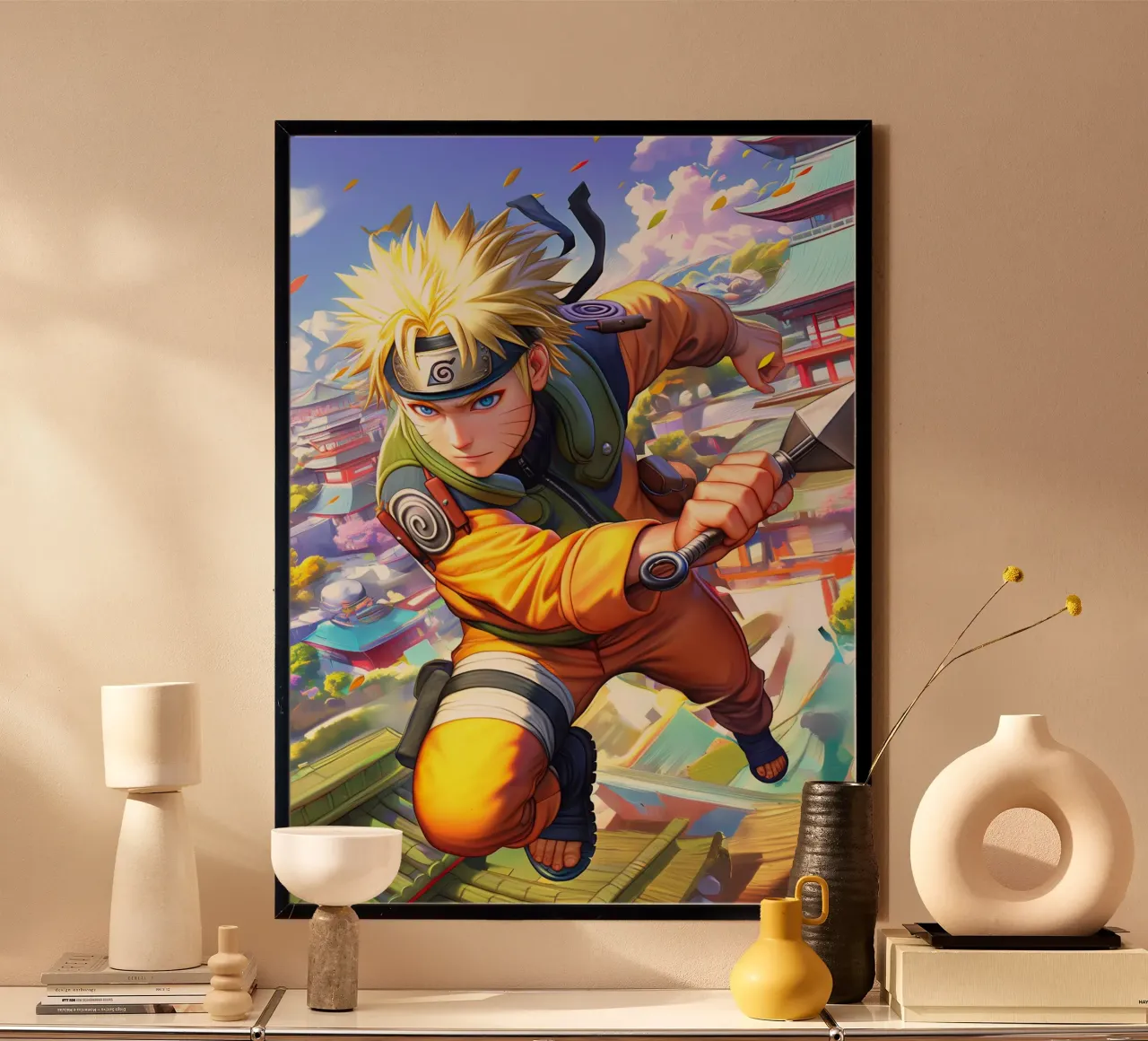 Naruto poster con telaio in legno da Stellar Creative