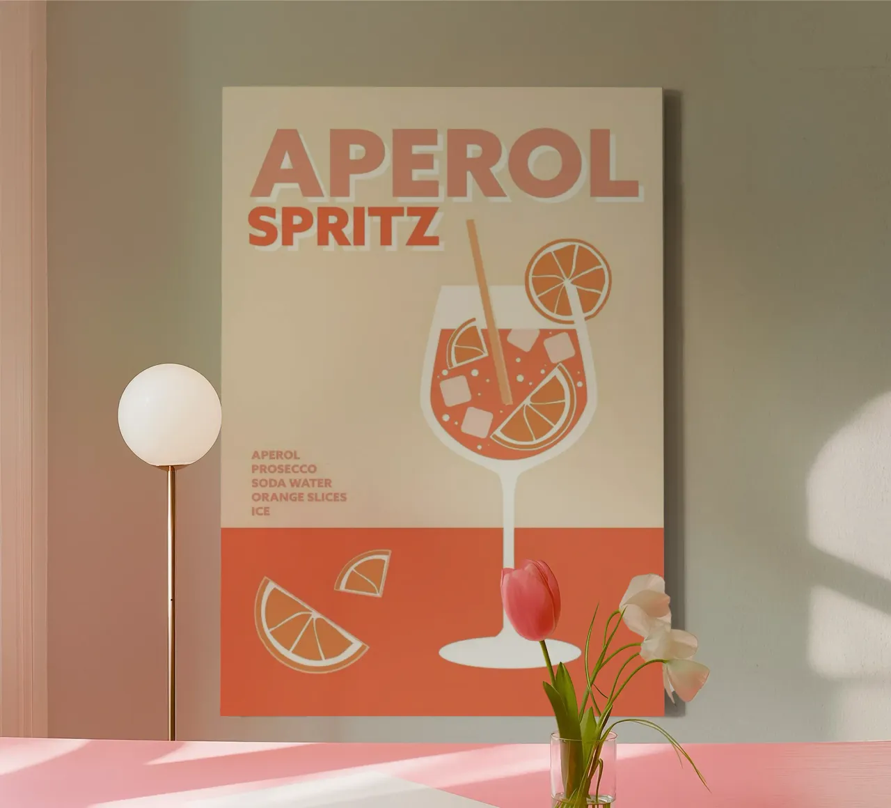 Aperol Spritz Cocktail Colorful Drink tela con Cornice a cassetta da Smith Black