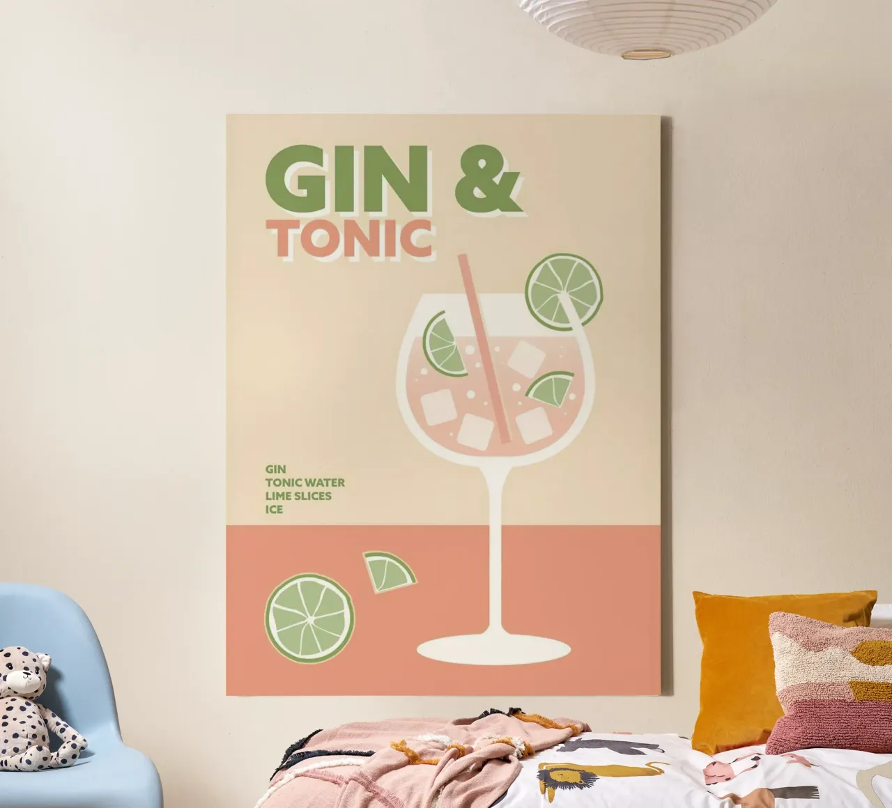 Gin And Tonic Cocktail Pink tela con Cornice a cassetta da Smith Black
