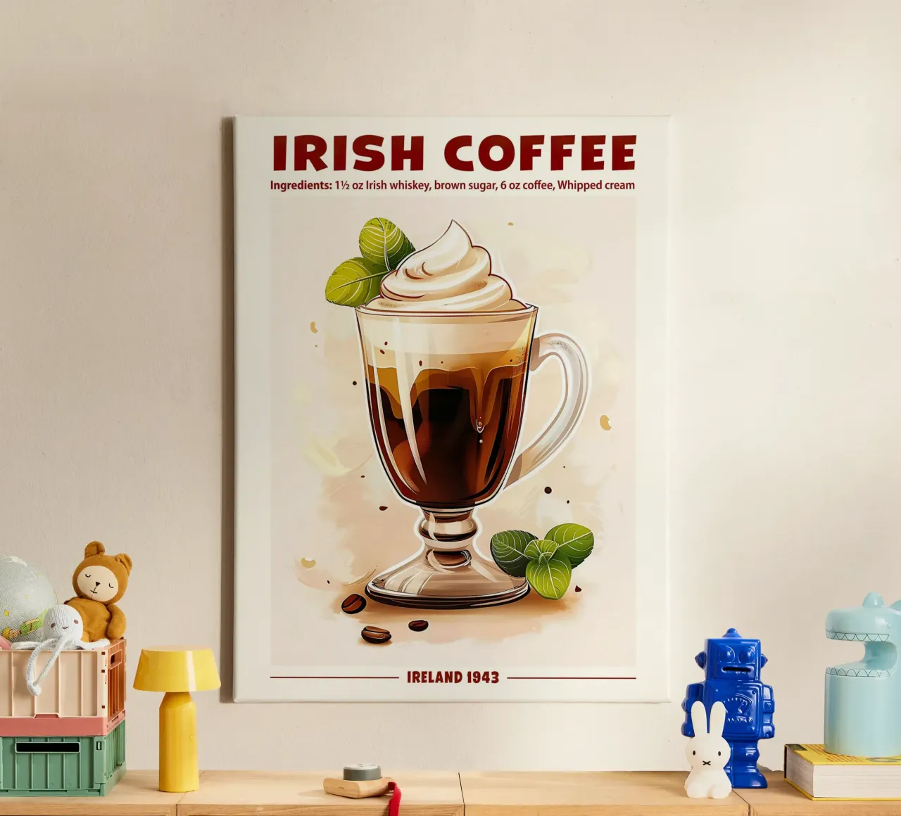Irish Coffee, Ireland 1943 tela con Cornice a cassetta da janetlynn