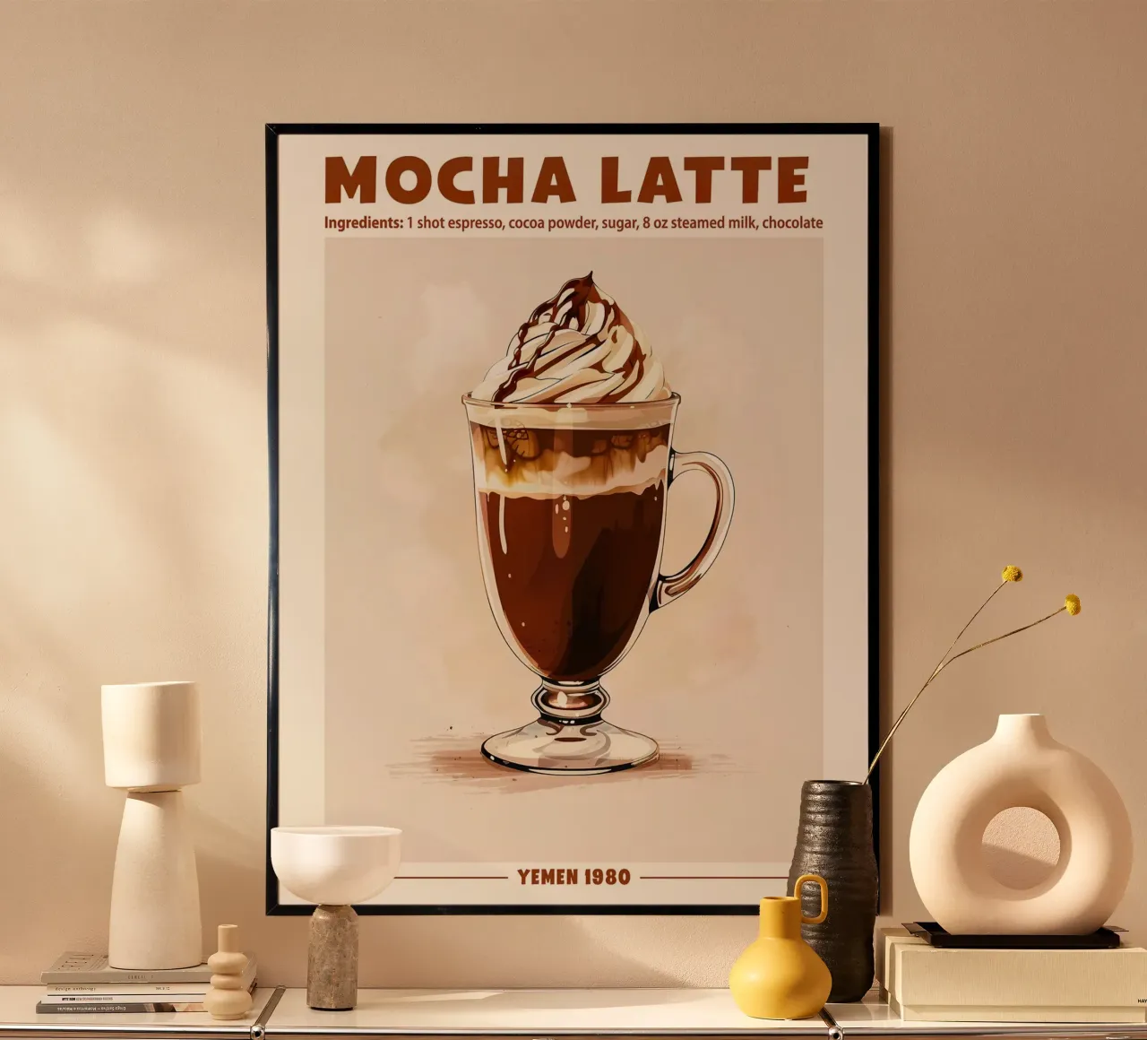 Mocha Latte, Yemen 1980 poster con telaio in alluminio da janetlynn