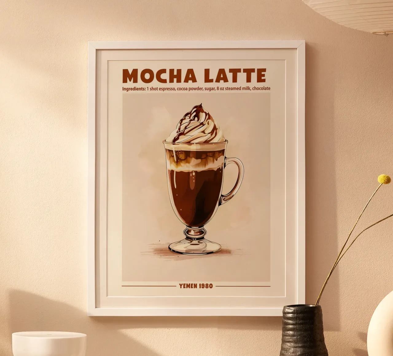 Mocha Latte, Yemen 1980 poster con telaio in alluminio da janetlynn